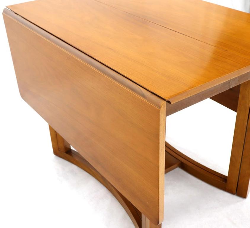 Midcentury Light Walnut Drop Leaf Expandable Dining Table, Three Leafs Boards