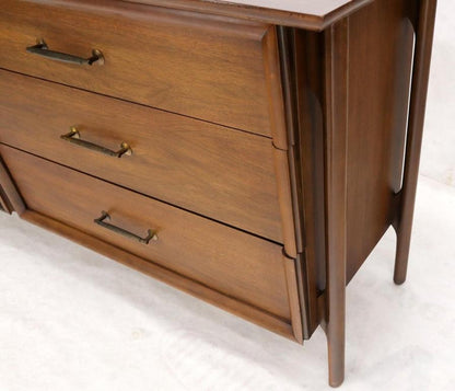 Decorative Caned Door Front Exposed Legs Walnut Credenza Dreser