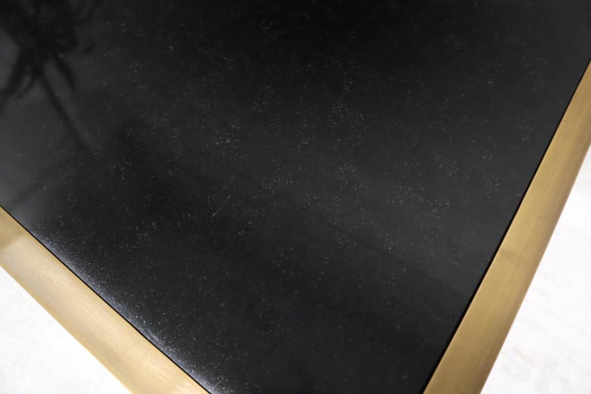 Heavy Granite Top Rectangular Brass Frame Horn Shape Legs Coffee Table