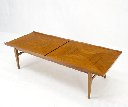 Danish Mid-Century Modern Walnut Long Rectangle Coffee Table W Rolled Edge Mint!