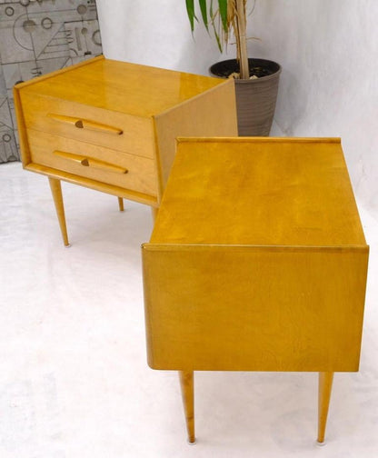 Pair of Honey Amber Lacquer Edmond Spence Two Drawer Nightstands End Tables