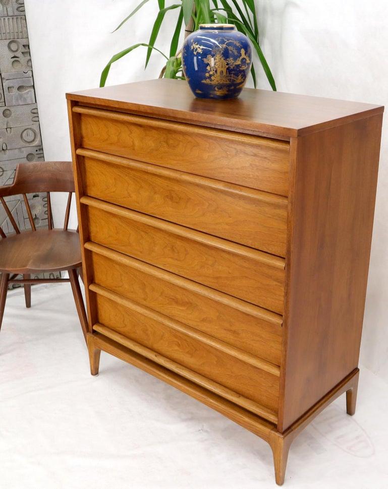 Super Clean Light American Walnut High Chest of Drawers