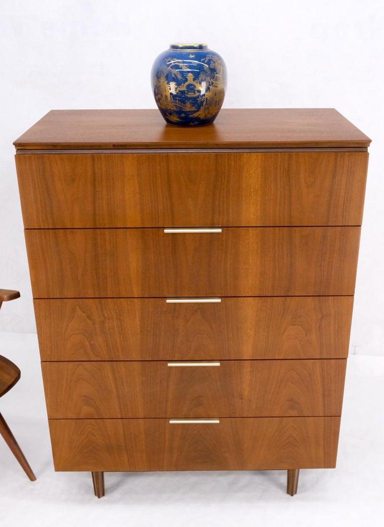 John Stuart 5 Drawers Walnut High Boy Chest Dresser Mid-Century Modern Mint!