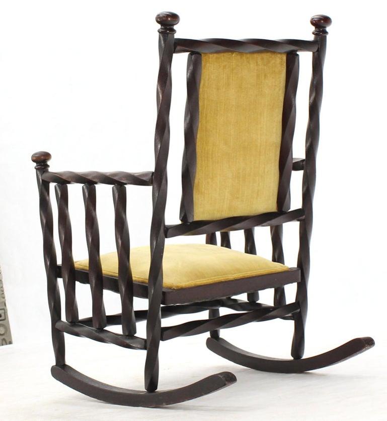 Arts & Crafts Rocking Chair of "Twisted" Wood Frame