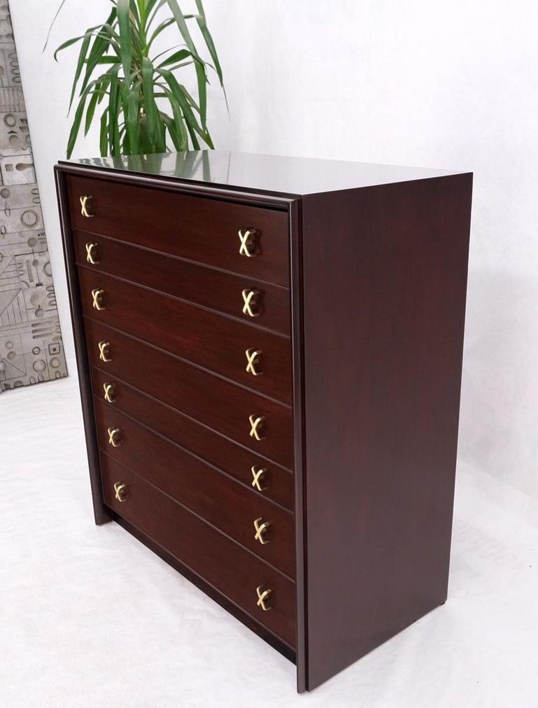 Paul Frankl for Johnson Brass X Pulls High Chest of Drawers Dresser Cabinet