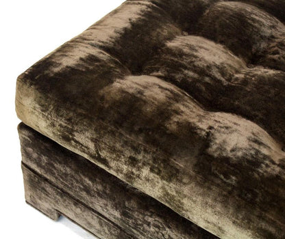 Large Square Deep Bronze Velvet Upholstery Tufted Upholstery Ottoman Footstool