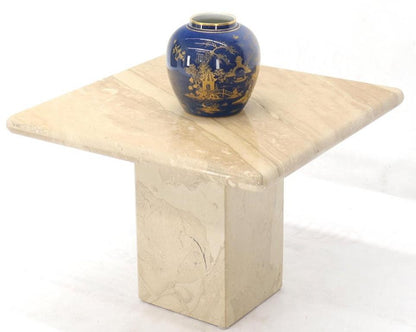 Pair of Marble or Travertine Square Side End Tables