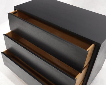 Pair of Black Lacquer Mahogany Mid-Century Modern Bachelor Chests