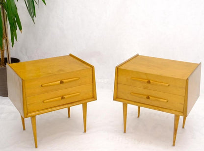 Pair of Honey Amber Lacquer Edmond Spence Two Drawer Nightstands End Tables