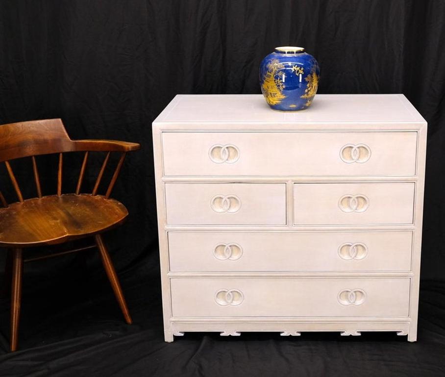 Pair of Bleached 5 Drawers Bachelor Chests by Baker