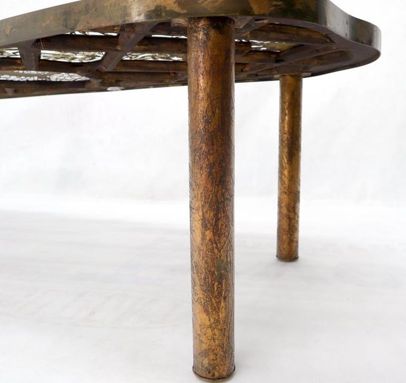 Rare Lattice Work Bronze Coffee Table by Philip and Kelvin LaVerne