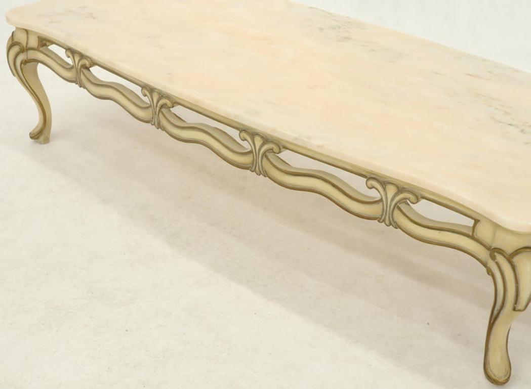 Marble to Pierced Carving Country French Provincial Coffee Table Cabriole Legs