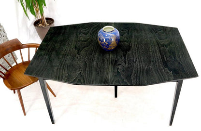 Rare Ebonized Cerused Walnut Mid-Century Modern Dining Table w/ Two Extensions