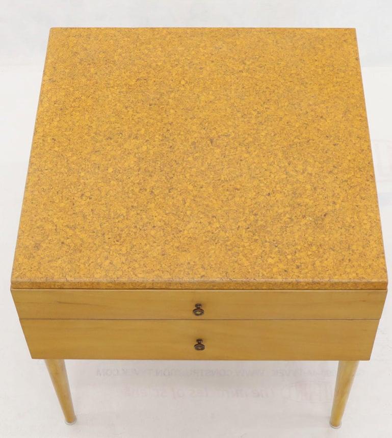 Paul Frankl for Johnson Furniture Cork Top Two Drawer Sqaure End Table Stand