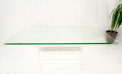 Lucite & Aluminum Base Rectangle Glass Top Dining Conference Table