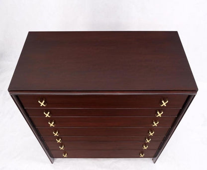 Paul Frankl for Johnson Brass X Pulls High Chest of Drawers Dresser Cabinet