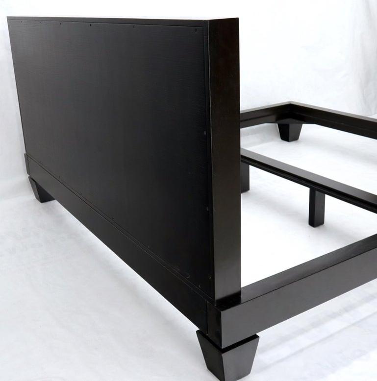 Large Massive King Size Black Lacquer Cerused Oak Bed Headboard