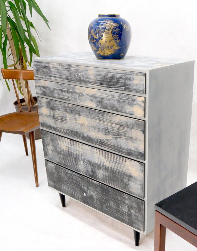 Shabby Chic Finish 5 Drawers Paul McCobb Dresser with Cone Pulls