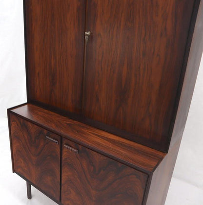 Danish Mid-Century Modern Two Part Rosewood Storage Cabinet Credenza