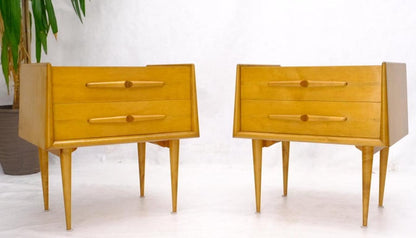 Pair of Honey Amber Lacquer Edmond Spence Two Drawer Nightstands End Tables