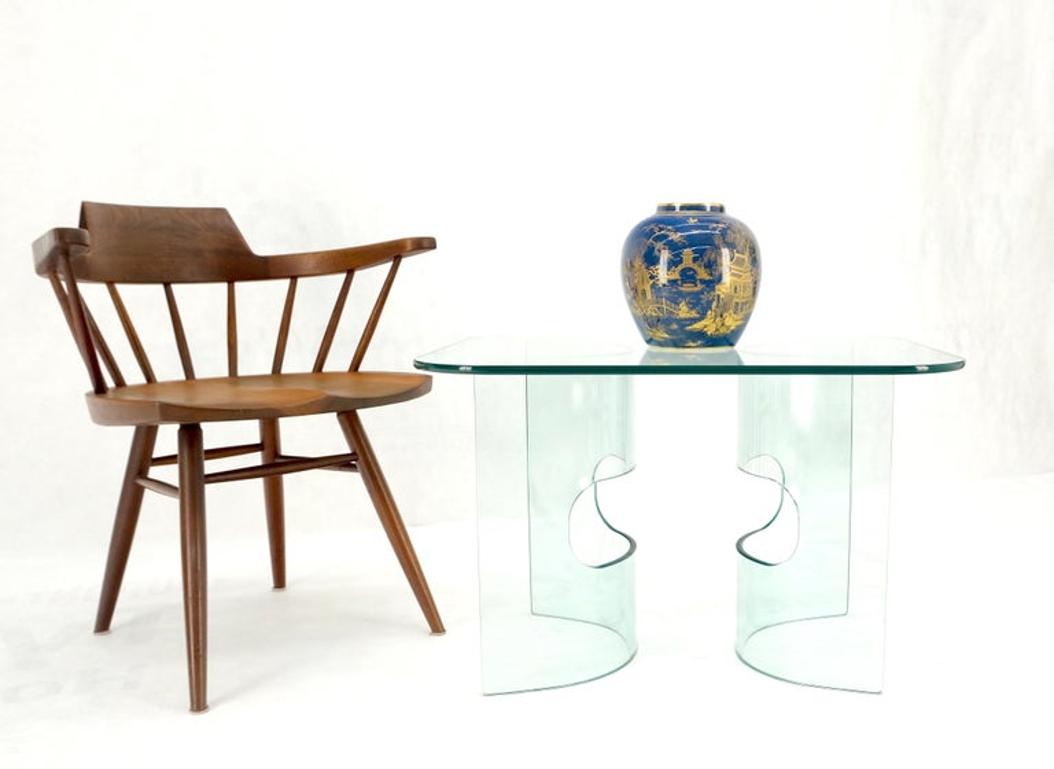 Mid Century Italian Modern Bend Glass C Shape Base Coffee Side Table