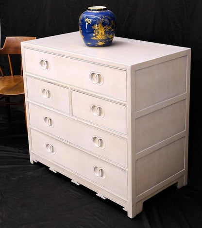 Pair of Bleached 5 Drawers Bachelor Chests by Baker