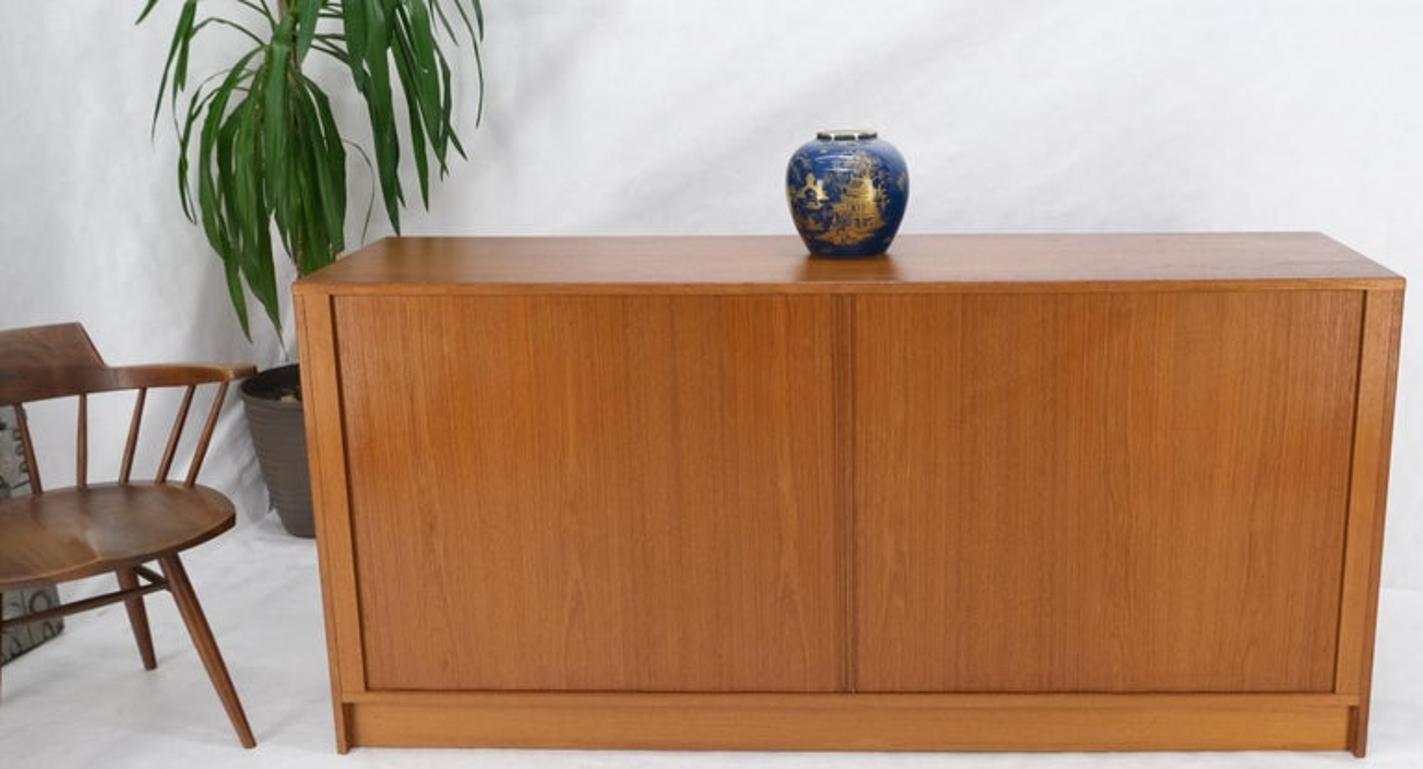 Tambour Doors 12 Deep Drawers 3 Shelves Danish Teak Mid-Century Modern Credenza