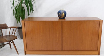 Tambour Doors 12 Deep Drawers 3 Shelves Danish Teak Mid-Century Modern Credenza