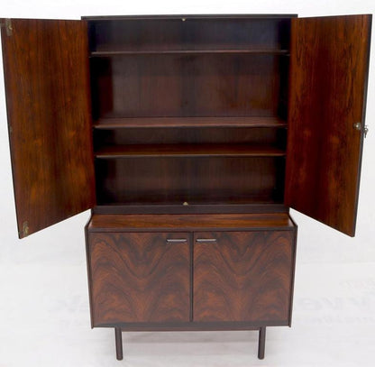 Danish Mid-Century Modern Two Part Rosewood Storage Cabinet Credenza