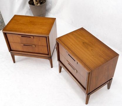 Pair of Mid-Century Modern American Walnut Two Drawers Night Stands End Tables