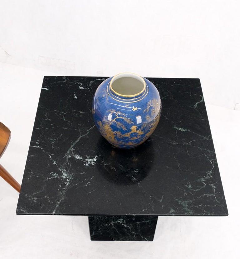 Square Black Marble Single Pedestal Side End Table Night Stand Pedestal