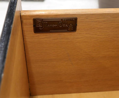 Pair of Cerused Limed Oak Three-Drawer Bachelor Chests with Round Brass