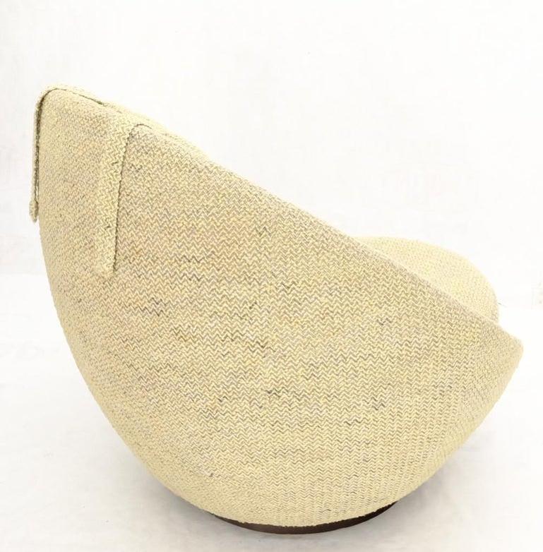 Mid-Century Modern Oval Egg Shape Pod Chair w/ Adjustable Head Rest on Band Base