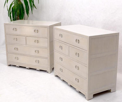 Pair of Bleached 5 Drawers Bachelor Chests by Baker