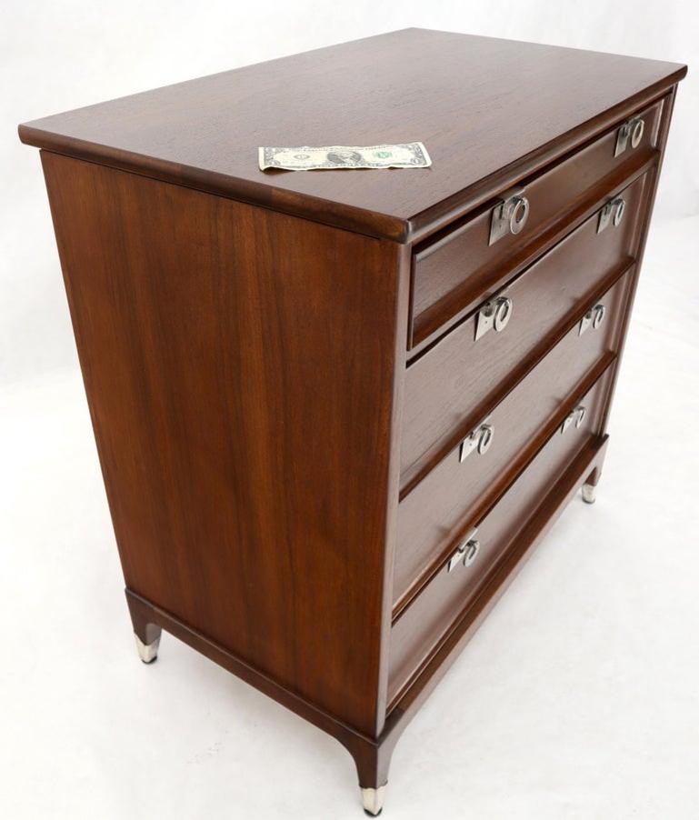 Mid-Century Modern Walnut 4 Drawers Bachelor Chest