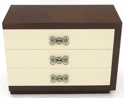 Pair of Two-Tone Mid-Century Modern Art Deco Bachelor Chests Dressers