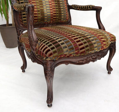 Pair of Wide Carved French Provincial Style Lounge Living Room Fireside Chairs