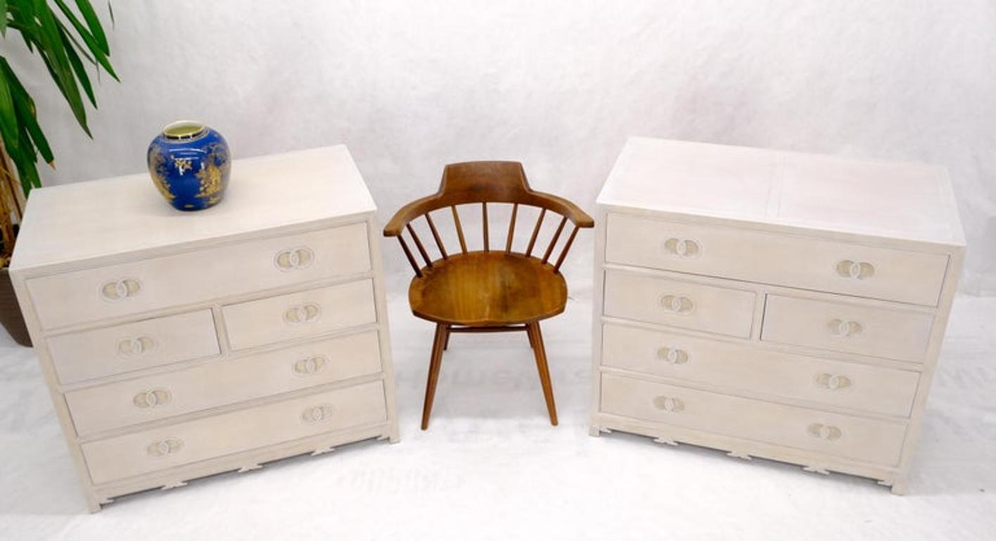 Pair of Bleached 5 Drawers Bachelor Chests by Baker