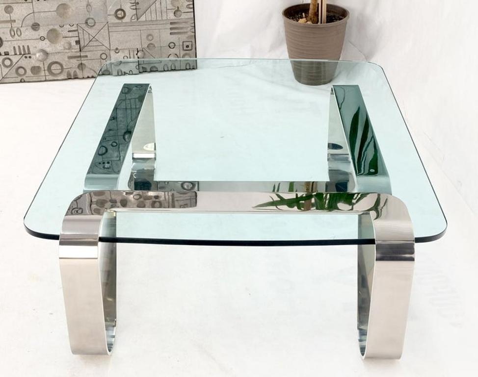 Bent Polished Stainless Glass Top Gary Gutterman "Odyssey" Coffee Table