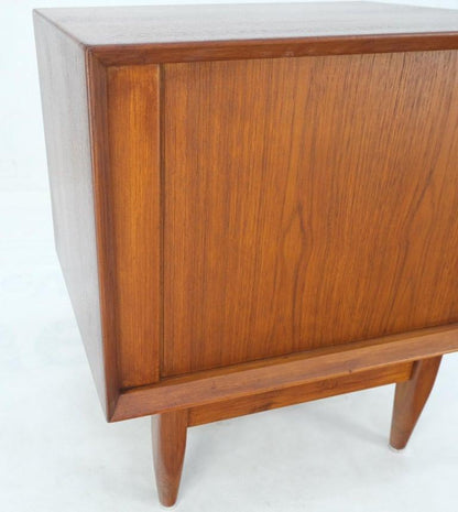 Danish Mid-Century Modern Teak Side End Table Night Stand Tambour Doors Falster