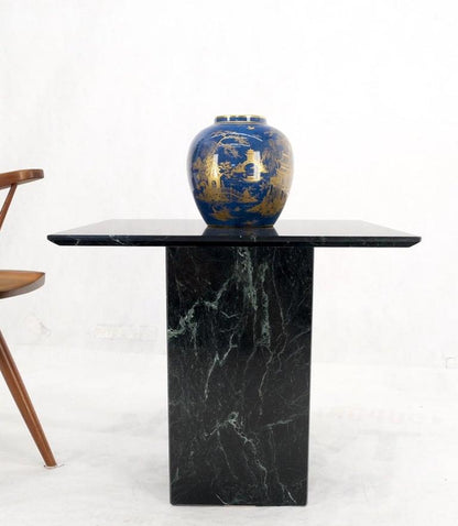 Square Black Marble Single Pedestal Side End Table Night Stand Pedestal