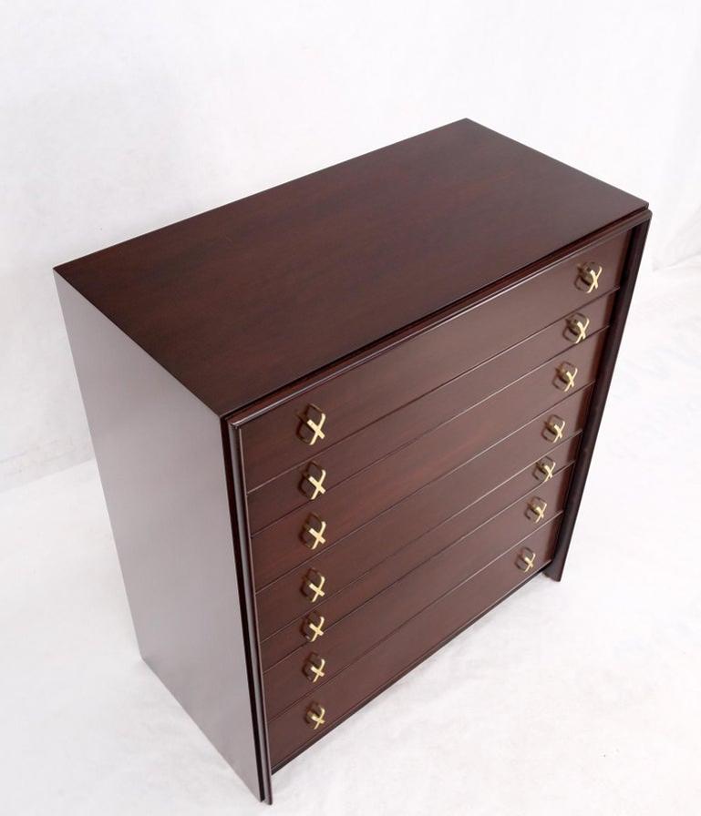 Paul Frankl for Johnson Brass X Pulls High Chest of Drawers Dresser Cabinet