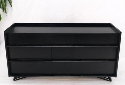 Black Lacquer Ebonized Pieced Wood Pulls Gallery Top 9 Drawers Dresser Credenza