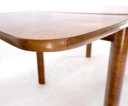 Swedish Mid-Century Modern Burl Wood Refectory Extending Dining Dinette Table