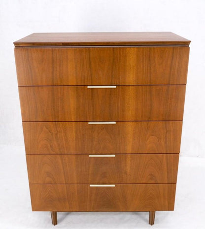 John Stuart 5 Drawers Walnut High Boy Chest Dresser Mid-Century Modern Mint!