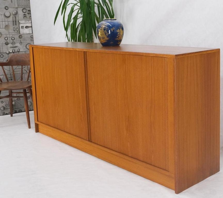 Tambour Doors 12 Deep Drawers 3 Shelves Danish Teak Mid-Century Modern Credenza