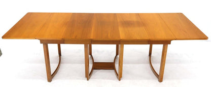 Midcentury Light Walnut Drop Leaf Expandable Dining Table, Three Leafs Boards