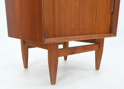 Danish Mid-Century Modern Teak Side End Table Night Stand Tambour Doors Falster