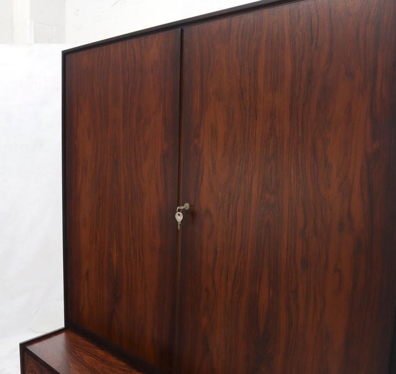 Danish Mid-Century Modern Two Part Rosewood Storage Cabinet Credenza