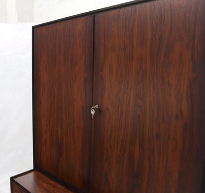 Danish Mid-Century Modern Two Part Rosewood Storage Cabinet Credenza